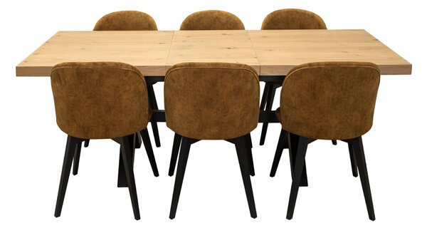 Zestaw mebli: Stół Sj49 160/88 cm z 40 cm wkładką + 6 krzeseł Cross