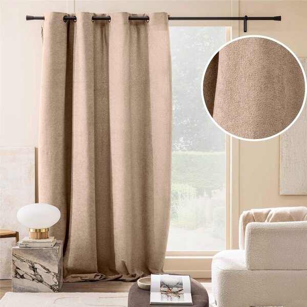 Jasnobrązowa zasłona z materiału bouclé 140x260 cm Winona – douceur d'intérieur