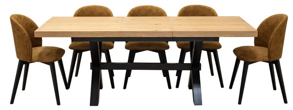Zestaw mebli: Stół Sj49 160/88 cm z 40 cm wkładką + 6 krzeseł Cross