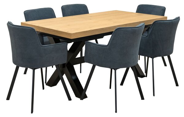ZESTAW MEBLI: Stół Sj49 160/88 + 40 cm + 6 krzeseł KW101