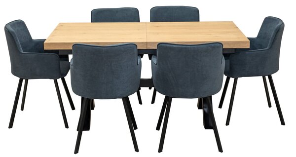 ZESTAW MEBLI: Stół Sj49 160/88 + 40 cm + 6 krzeseł KW101
