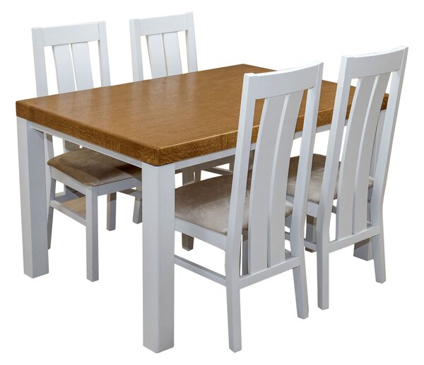 ZESTAW MEBLI: Stół SJ33 Mydełko 130/80 + 40 cm wkładka + 4 krzesła KJ20