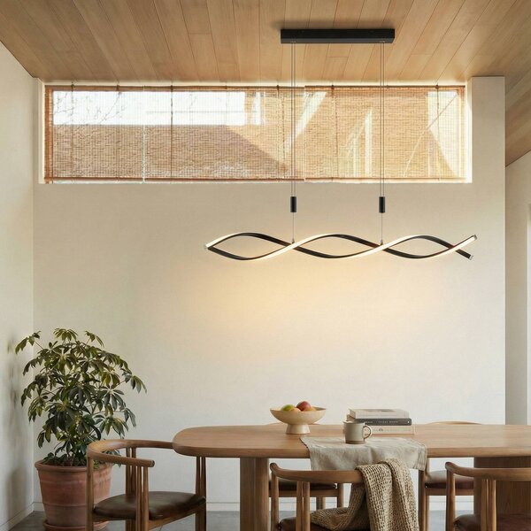 Lampa wisząca Welina Lindby, możliwość ściemniania, czarny, salon / jadalnia, metal, nowoczesny