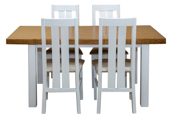 ZESTAW MEBLI: Stół SJ33 Mydełko 130/80 + 40 cm wkładka + 4 krzesła KJ20