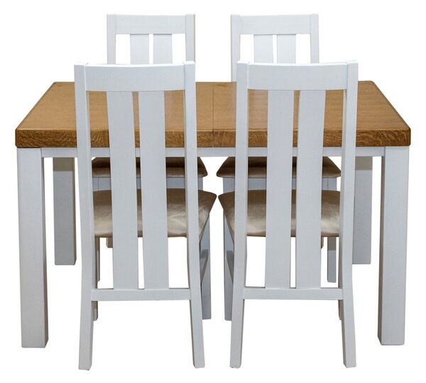 ZESTAW MEBLI: Stół SJ33 Mydełko 130/80 + 40 cm wkładka + 4 krzesła KJ20