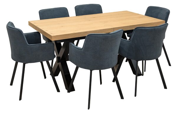 ZESTAW MEBLI: Stół Sj49 160/88 + 40 cm + 6 krzeseł KW101