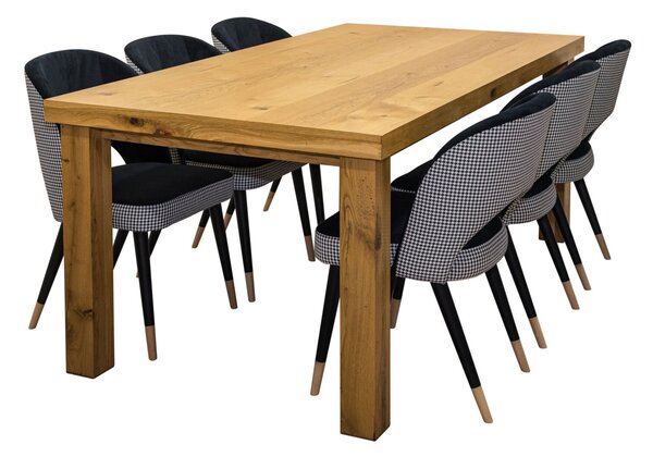 ZESTAW MEBLI: Stół Orfeusz 200/100 cm +2x 50cm + 6 krzeseł KW112 Pepitka