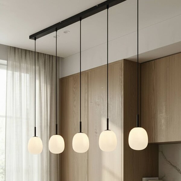 Lampa wisząca szklana Etiena Lindby, możliwość ściemniania, czarny, salon / jadalnia, szkło, nowoczesny