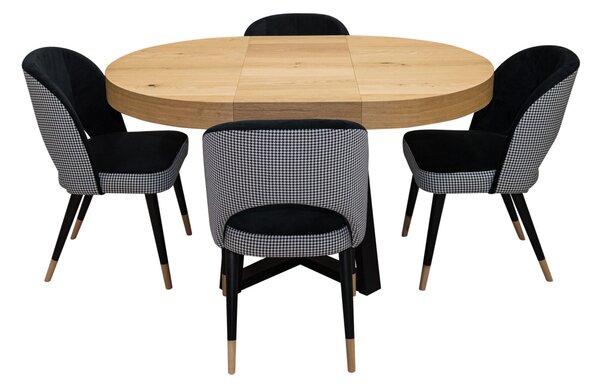 ZESTAW MEBLI : Designerski Stół SJ971, rozkładany 100/100 cm + wkładka + 6 krzesła KW112 Pepitka .Styl LOFT