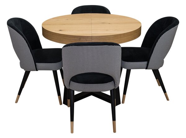 ZESTAW MEBLI : Designerski Stół SJ971, rozkładany 100/100 cm + wkładka + 6 krzesła KW112 Pepitka .Styl LOFT