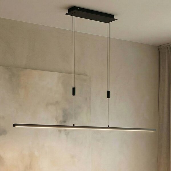 Lampa wisząca Arneja Lindby, możliwość ściemniania, czarny, salon / jadalnia, aluminium, nowoczesny