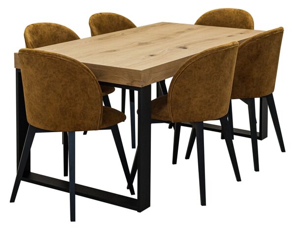 ZESTAW MEBLI: Designerski Stół SJ51 140/80 + 40 cm wkładka + 6 krzeseł Cross