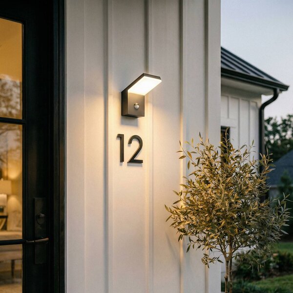 Lampa zewnętrzna z czujnikiem ruchu Yolena Arcchio, czarny, aluminium, nowoczesny