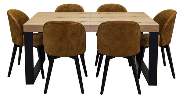 ZESTAW MEBLI: Designerski Stół SJ51 140/80 + 40 cm wkładka + 6 krzeseł Cross