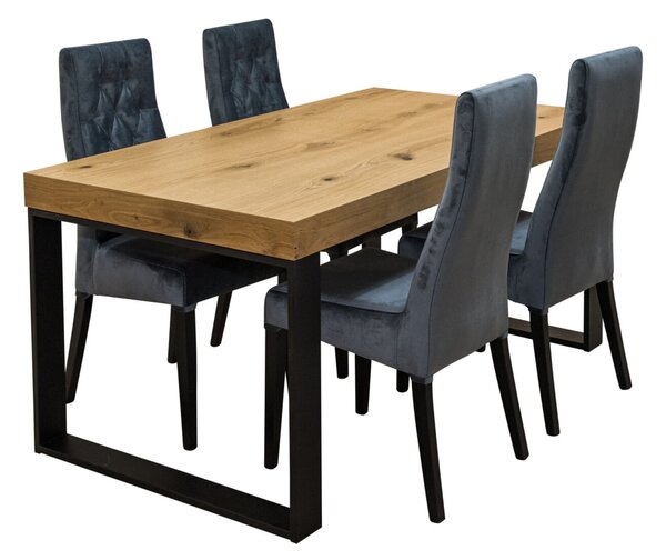ZESTAW MEBLI : Designerski Stół SJ51 160/90 + 40 cm wkładka + 4 krzesła Wiktor J