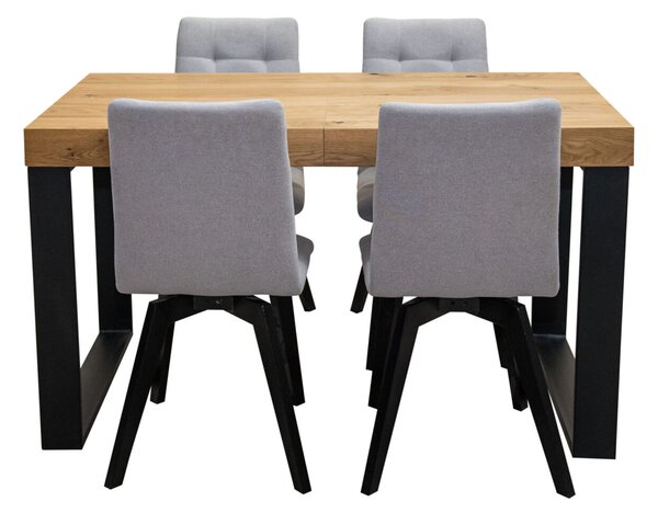 ZESTAW MEBLI: Stół rozkładany SJ51 140/80 + 40 cm wkładka + 4 krzesła KW110