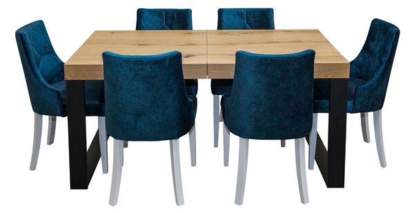 Stół rozkładany SJ51 160/90 + 40 + 4 krzesła KW100 w stylu loft