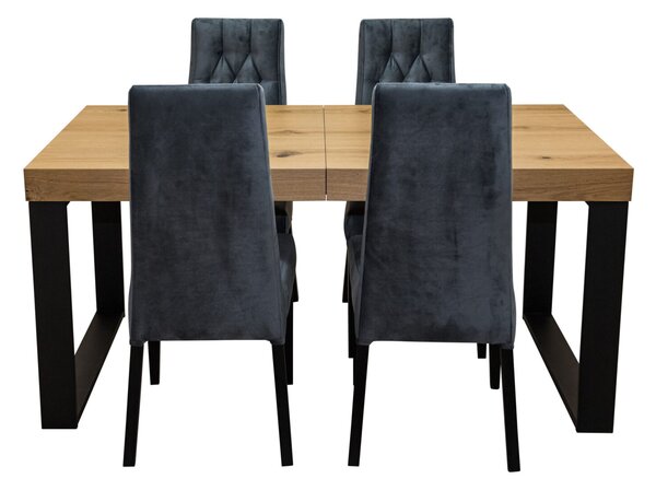 ZESTAW MEBLI : Designerski Stół SJ51 160/90 + 40 cm wkładka + 4 krzesła Wiktor J