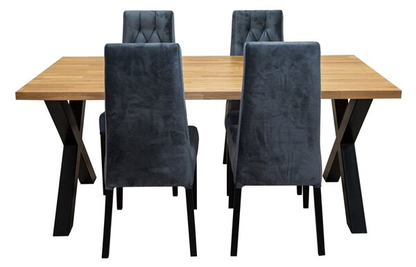 ZESTAW MEBLI : Stół Carbon 160/90 cm + 4 krzesła Wiktor J