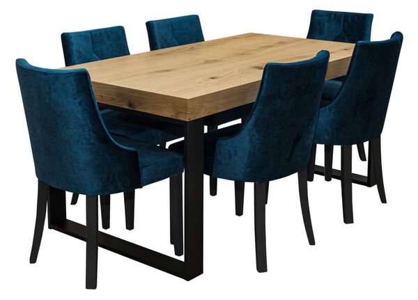 ZESTAW MEBLI: Designerski Stół rozkładany SJ51 160/90 + 40 cm wkładka + 6 krzeseł KW100