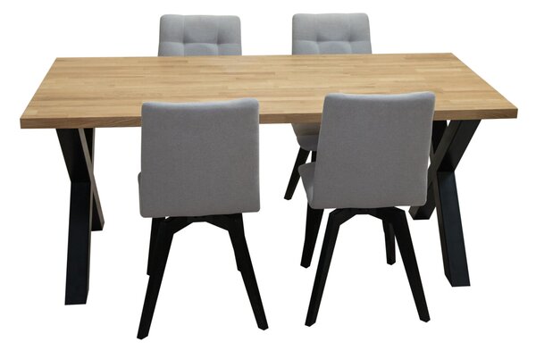 ZESTAW MEBLI: Stół nierozkładany 160x90cm industrialny Carbon + 4 krzesła KW110 tapicerowane