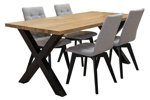 ZESTAW MEBLI: Stół nierozkładany 160x90cm industrialny Carbon + 4 krzesła KW110 tapicerowane
