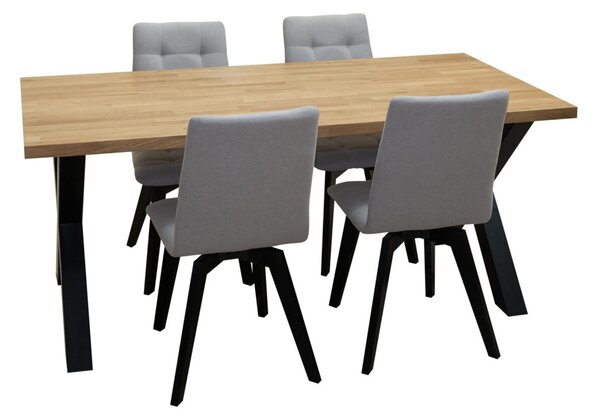 ZESTAW MEBLI: Stół nierozkładany 160x90cm industrialny Carbon + 4 krzesła KW110 tapicerowane