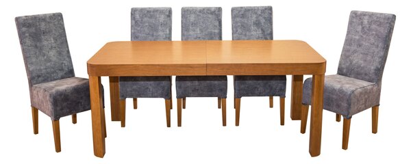 ZESTAW MEBLI: Rozkładany Stół Borys 180/220 cm + wkładka 40 cm oraz 6 krzeseł KJ41