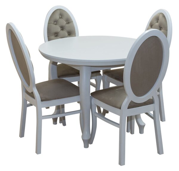 ZESTAW MEBLI: Stół okrągły fi 100 cm Ludwik + 4 Krzesła Infinity