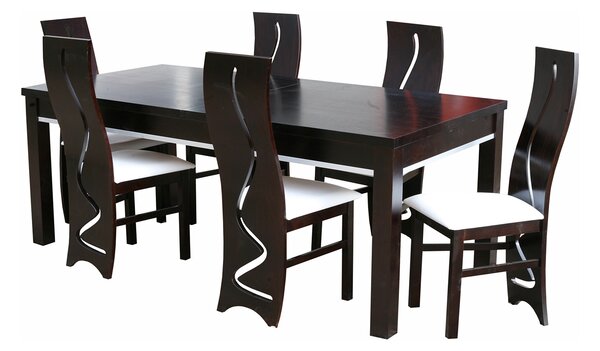 ZESTAW MEBLI: Stół rozkładany 160/88 cm + 40 cm wkładka SJ08 + 6 Krzeseł KJ84