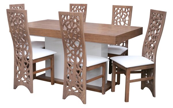 Stół rozkładany SJ10 180/88 cm + 50 cm wkładka + 6 Krzeseł KW76 drzewko
