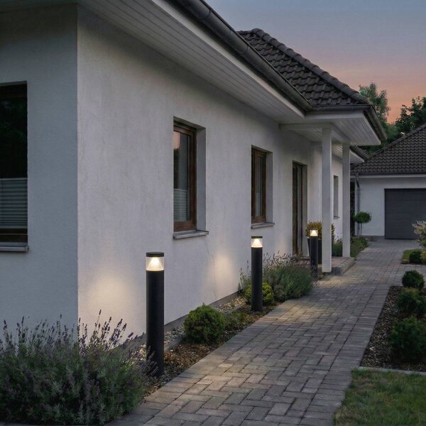 Słupek oświetleniowy LED Darja Lucande, aluminiowy / szary / cynkowy, aluminium, nowoczesny
