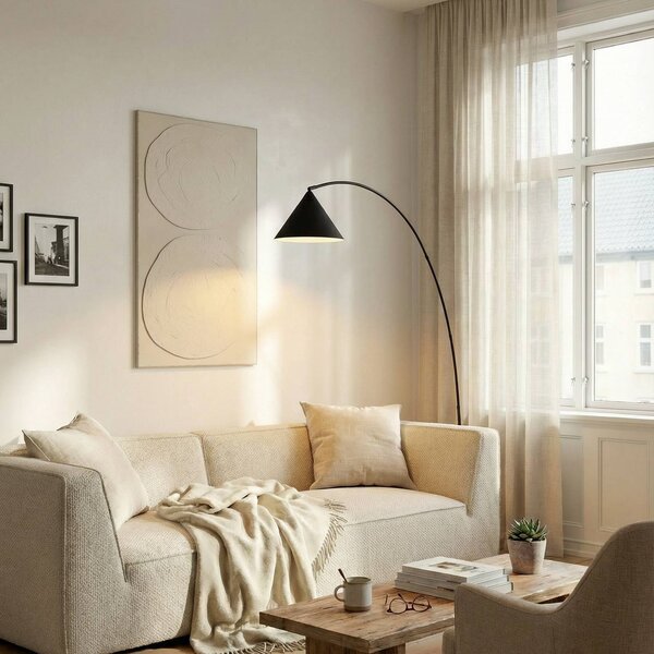 Lampa stojąca Triangolo Lindby, czarny, salon / jadalnia, metal, nowoczesny