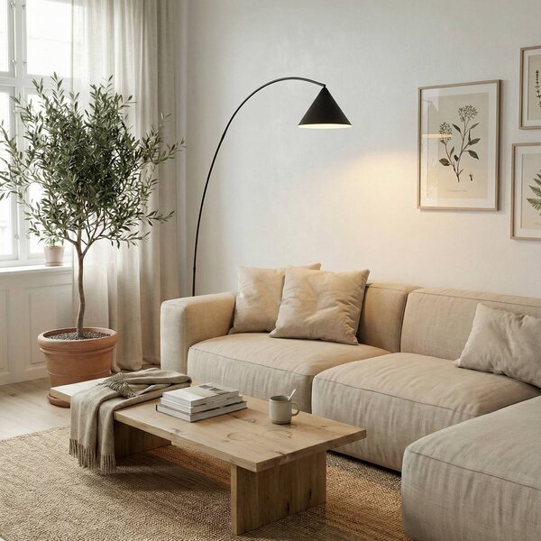 Lampa stojąca Triangolo Lindby, czarny, salon / jadalnia, metal, nowoczesny