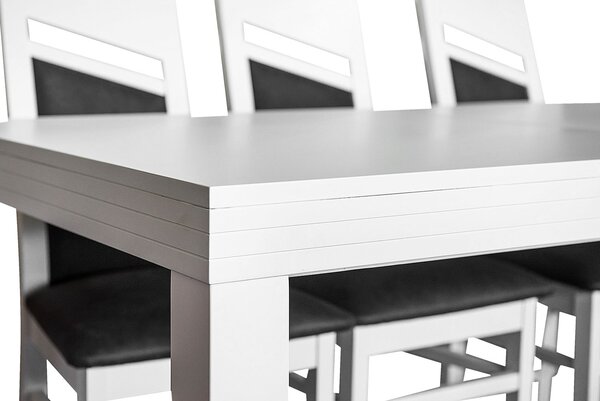 ZESTAW MEBLI: Rozkładany Stół BASIA 160 cm + 2x40 cm + 6 Krzeseł MARIKA