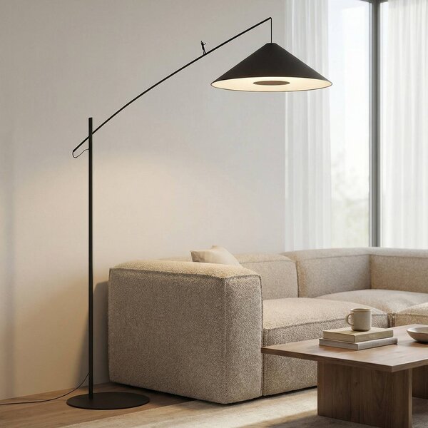 Lampa łukowa - lampa stojąca Poise Nowodvorski Lighting, czarny, salon / jadalnia, metal, nowoczesny