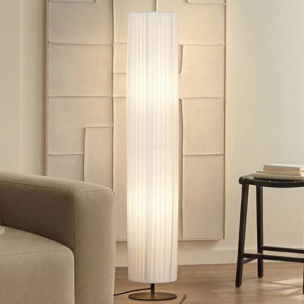 Lampa stojąca Virelle Lindby, biały / opal, salon / jadalnia, tkanina / materiał / jedwab