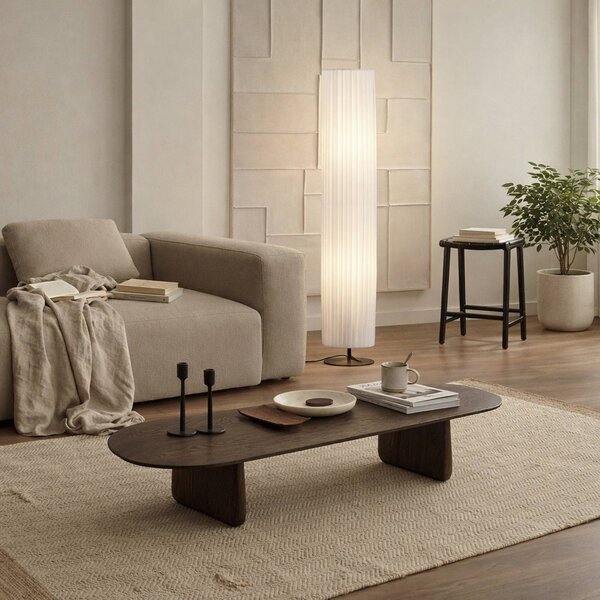 Lampa stojąca Virelle Lindby, biały / opal, salon / jadalnia, tkanina / materiał / jedwab