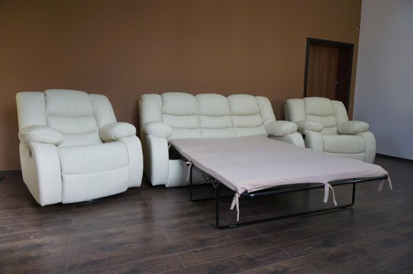 Skórzany komplet wypoczynkowy 3+1+1 Borys 2 x Funkcja Relax 100% Skóra naturalna