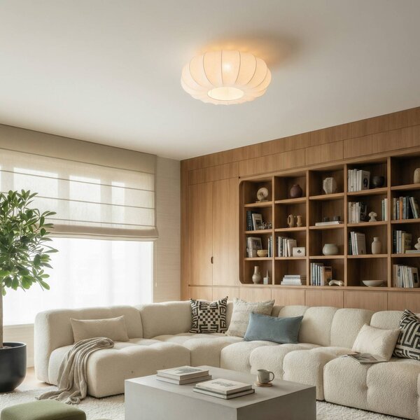 Lampa sufitowa Helin Lindby, możliwość ściemniania, biały / opal, salon / jadalnia, tkanina / materiał / jedwab, skandynawski