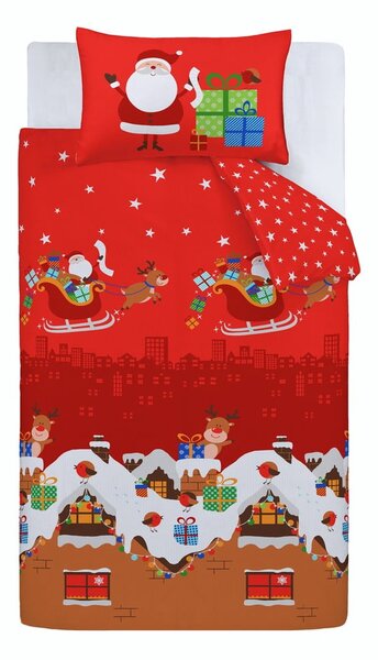 Czerwona pościel dziecięca do łóżeczka 120x150 cm Santa's Christmas Presents – Catherine Lansfield