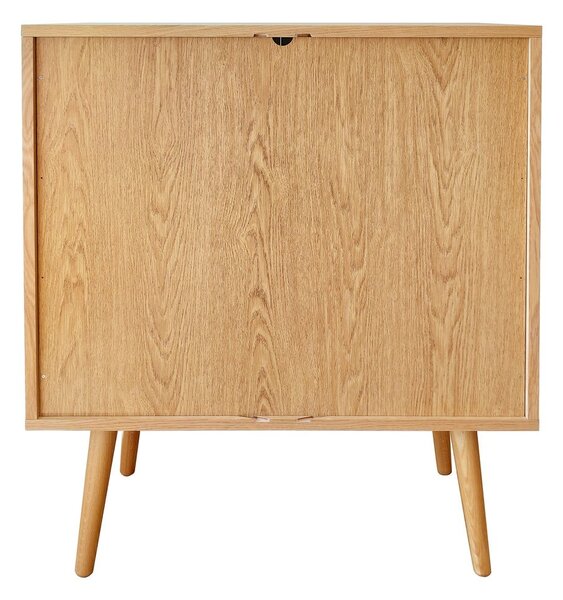 Wysoka komoda w dekorze dębu z drzwiami przesuwnymi 83x95 cm Rove – Woodman