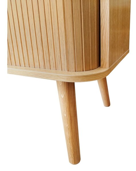 Wysoka komoda w dekorze dębu z drzwiami przesuwnymi 83x95 cm Rove – Woodman