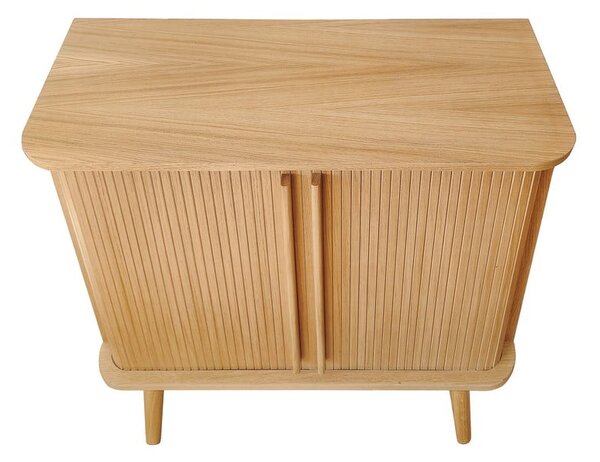 Wysoka komoda w dekorze dębu z drzwiami przesuwnymi 83x95 cm Rove – Woodman