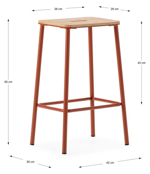 Ceglaste hokery zestaw 2 szt. (wysokość siedziska 65 cm) Abba – Marckeric