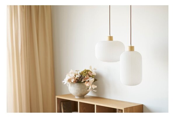 Biała lampa wisząca ze szklanym kloszem ø 20 cm Argalo – House Nordic