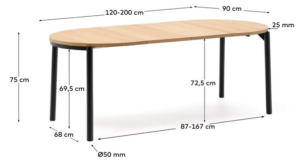 Rozkładany stół z blatem w dekorze dębu 90x120 cm Montuiri – Kave Home