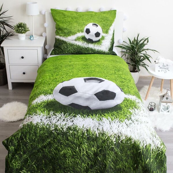 Zielona bawełniana pościel dziecięca jednoosobowa 140x200 cm Football – Jerry Fabrics