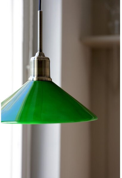 Lampa wisząca w kolorze mosiądzu z zielonym szklanym kloszem ø 25 cm Vela – Markslöjd