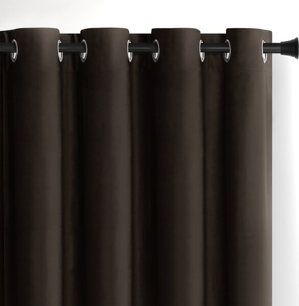 Brązowa aksamitna zasłona częściowo zaciemniająca (dimout) 140x270 cm Eyelets – Restilo